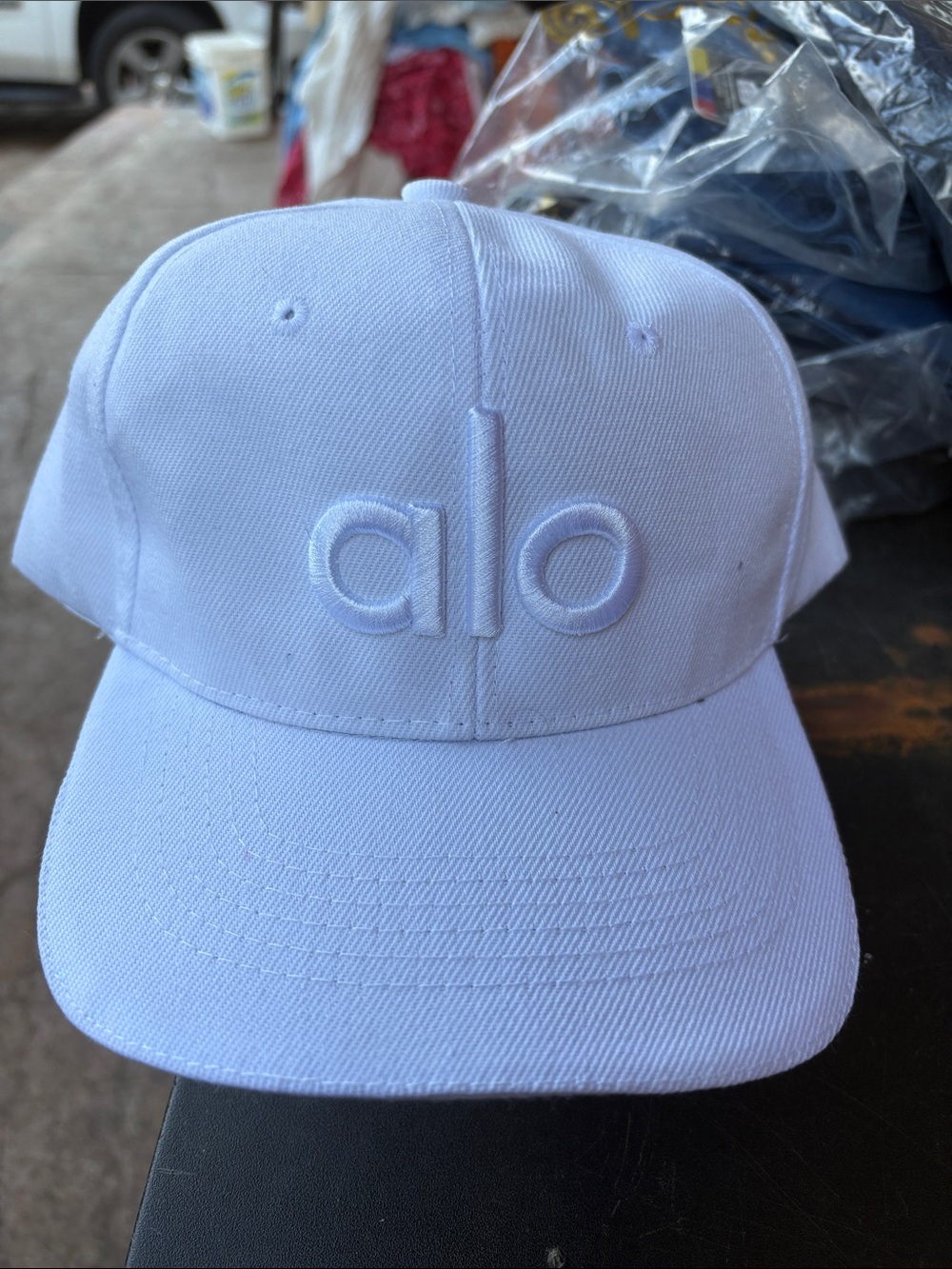 Alo White Embroidered Logo Baseball Cap